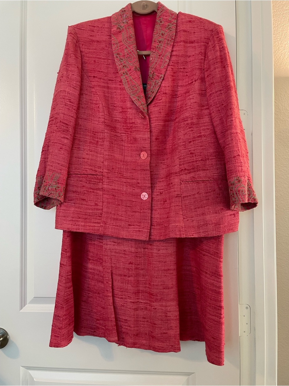 Women's Pink Silk Tweed Suit - Made in Spain